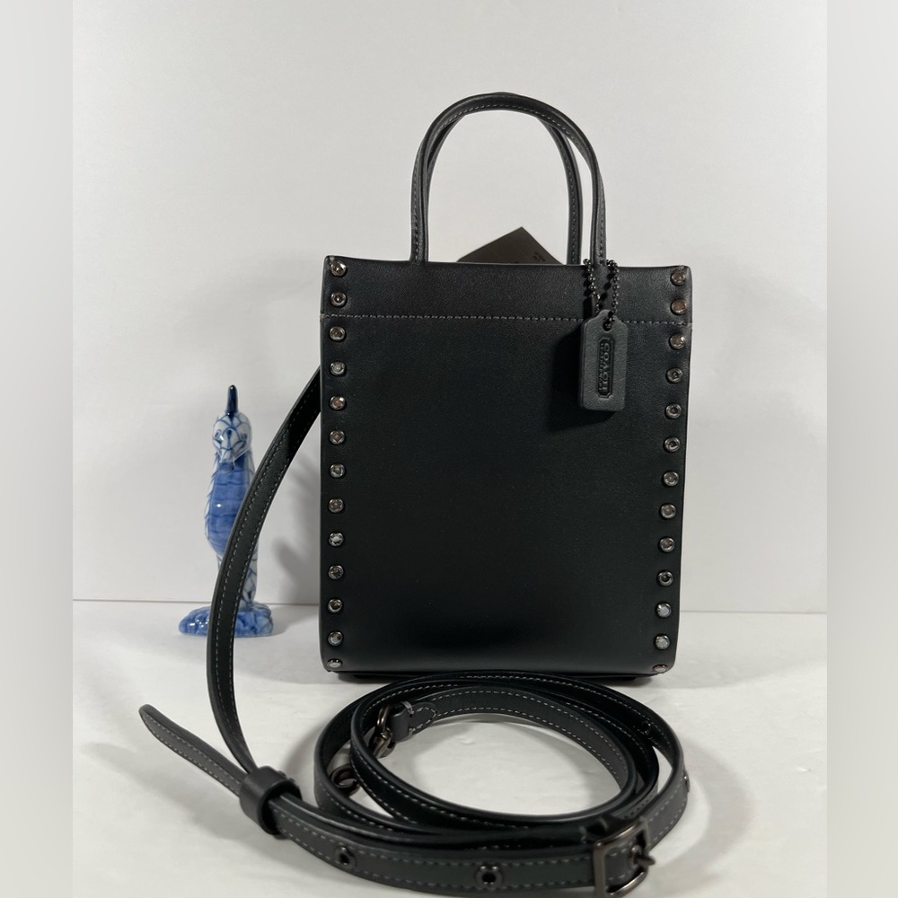 COACH, the Glove-Tanned Leather Crystal Rivets Mini Cashin Tote Bag $350